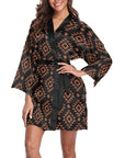 Brown Black Aztec Women's Lounge Kimono Robe