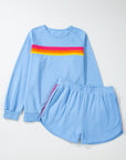Colorblock Stripe Pullover and Shorts Set