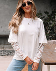 Hallie Lace Long Sleeve Insert Drop Shoulder Top