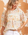 Karsyn Floral Print Wide Ruffle Sleeves Blouse