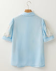Floral Ric-Rac Puff Sleeve Shirt
