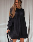 Rowan Solid Bishop Sleeve Pleated Mini Dress
