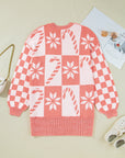 Christmas Candycane Snowflake Checker Sweater
