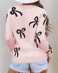 Pink Bow Knitted Loose Fit Sweater