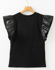 Game Day Checker Ruffle Sleeve Top