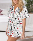Vegas Gambling Satin Ruffle Pajama Set