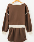 Colorblock Long Sleeve Top and Skort Set