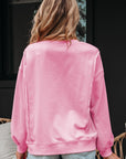 Brianna Lace Bow Embroidered Exposed Seam Sweatshirt
