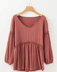 Rowan Textured Frilled Trim Puff Sleeve Blouse