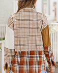 Sutton Plaid Color Block Patchwork Shirt Jacket with Pocket