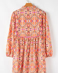 Abstract Long Sleeve Mini Dress