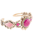 Embellished Pink Quartz Golden Cuff Bracelet