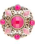 Embellished Pink Quartz Golden Statement Ring