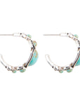Emile Blue Turquoise Sterling Silver Hoop Earrings