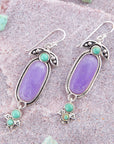 Emile Purple Quartz and Blue Turquoise Sterling Silver Drop Earrings