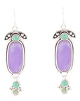 Emile Purple Quartz and Blue Turquoise Sterling Silver Drop Earrings