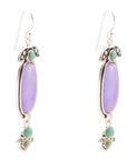 Emile Purple Quartz and Blue Turquoise Sterling Silver Drop Earrings