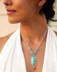 Emile Sterling Silver and Blue Turquoise Pendant Necklace