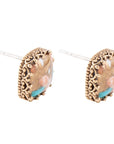 Empire Blue Turquoise and Orange Spiny Matrix Golden Stud Earrings