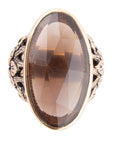 Enchanted Faceted Black Smoky Quartz Golden Ring