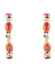Enchanted Leaves Orange Amber Carnelian Golden Hoop Earrings