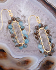 Endless Loop Blue Sponge Quartz Golden Earrings
