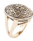 Engraved Golden Bronze Statement Ring