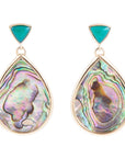 Epiphany Blue Abalone Golden Post Drop Earrings