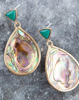 Epiphany Blue Abalone Golden Post Drop Earrings