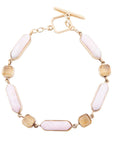 Etta Pink Opal and Yellow Quartz Golden Toggle Bracelet