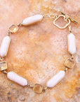 Etta Pink Opal and Yellow Quartz Golden Toggle Bracelet