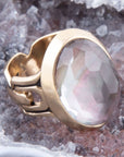 Etto Black Mother of Pearl Golden Dome Statement Ring