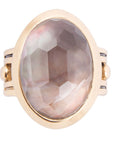 Etto Black Mother of Pearl Golden Dome Statement Ring