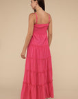 Woven Smocked Top Tiered Cami Maxi Dress
