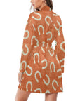 Rust Orange Women's Belted Satin Feel Dressing Lounge Robe