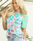 Kendra Eyelet Embroidered Short Sleeve Top