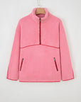 Sherpa Faux Leather Trim Half-Zip Pocketed Sweatshirt