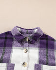 Plaid Button-Up Long Sleeve Pocketed Shacket