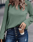 Sawyer Ribbed Round Neck Knit Long Sleeve Top