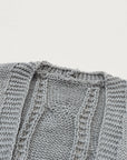 Lacey Ribbed Trim Eyelet Cable Knit Cardigan