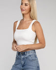 Cotton Square Neck Cropped Cami Top
