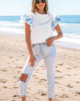 Vienna Embroidered Ruffled Sleeve Blouse