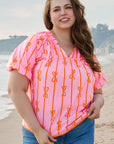 Sydney Plus Size Bowknot V Neck Blouse