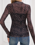 Western Rodeo Mesh Mock Neck Top