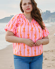 Sydney Plus Size Bowknot V Neck Blouse