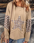 Hallie Star Pattern Drawstring Hoodie