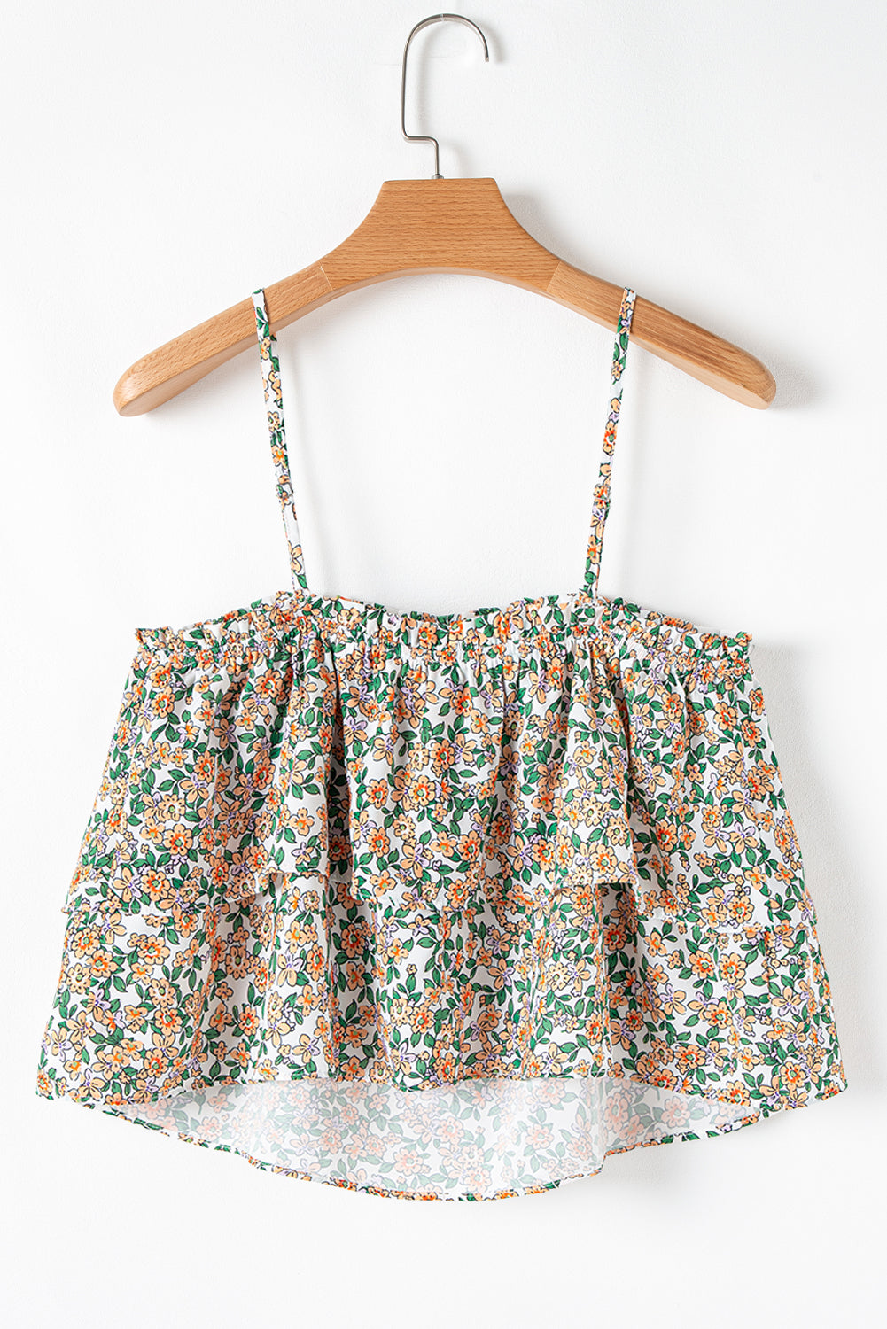 Kaiya Floral Spaghetti Strap Ruffle Summer Tank Top