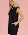Kyla Collared Slit Neck Sleeveless Mini Dress