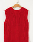 Solid Textured Buttoned Oversized Sweater Vest