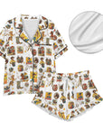 Vintage Cowgirl Collage Western Satin Ruffle Pajama Set